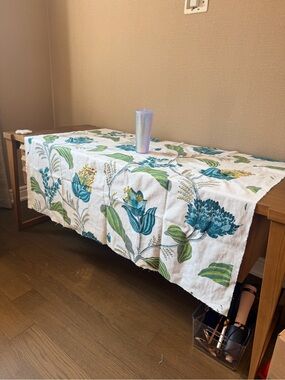 Ballard Designs EMMIE BLUE; Embroidered Floral Drapery Fabric Remnant Pieces